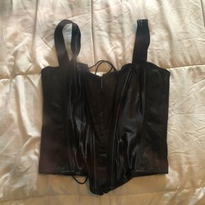 Vintage Black Satin Lace up Corset